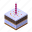 birthday, cake, cartoon, fruit, isometric, square, wedding 