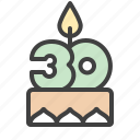 cake, pie, candles, restaurant, birthday, holiday, anniversary, date, thirty