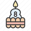 cake, pie, candles, food, birthday, holiday, anniversary, date, eight