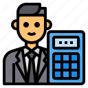 worker, avatar, man, calculator, accountant