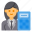 worker, accountant, woman, calculator, avatar 