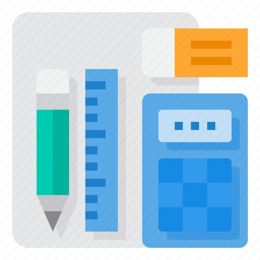 Rubber, ruler, calculator, stationery, pen icon - Download on Iconfinder