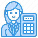 worker, accountant, woman, calculator, avatar