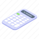 business, calculator, cartoon, computer, hand, isometric, money