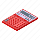 business, calculator, cartoon, isometric, money, office, red
