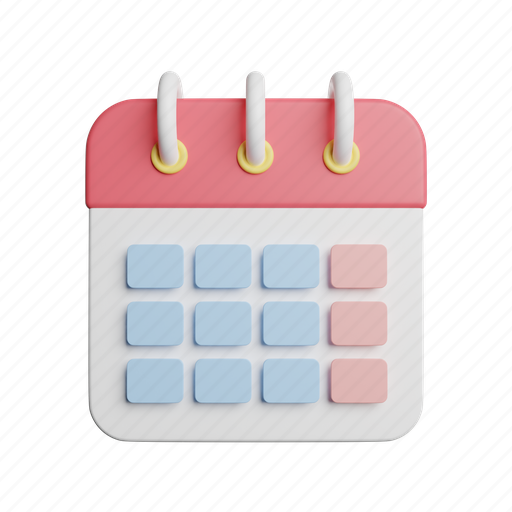 Calendar, front, time, month, clock 3D illustration - Download on Iconfinder
