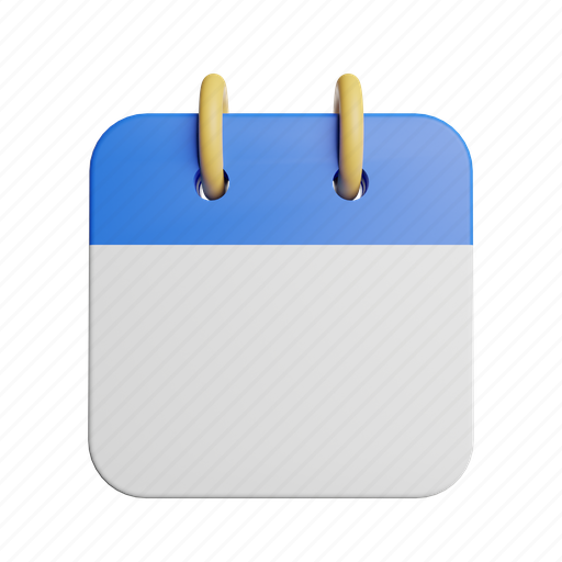 Calendar, blank, front, date, schedule icon 3D illustration - Download on Iconfinder