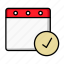 appointment, calendar, date, done, month, schedule, schedule icon 