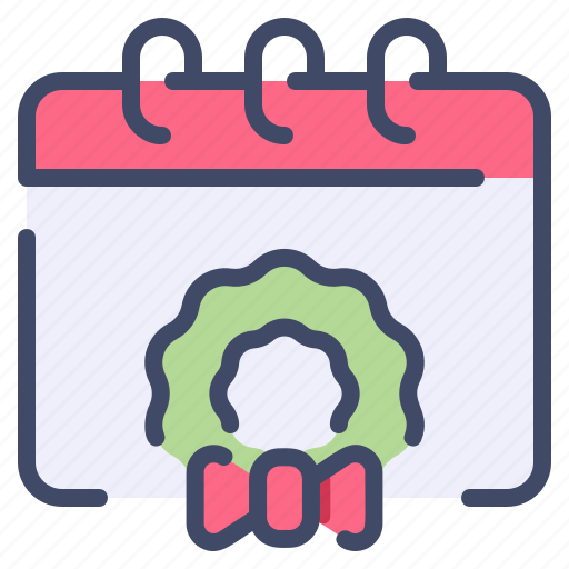 Calendar, christmas, date, day, event, wreath, xmas icon - Download on Iconfinder