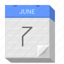 calendar, date, june, seven, 7