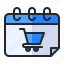 calendar, cart, date, e commerce, ecommerce, schedule, shopping 