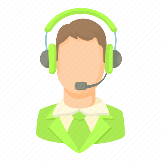 Cartoon, customer, green, headset, male, operator, service icon - Download on Iconfinder