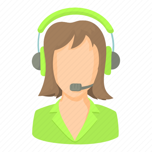 Call, cartoon, green, headset, operator, service, woman icon - Download on Iconfinder