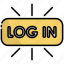 log in, login, account, action, button 