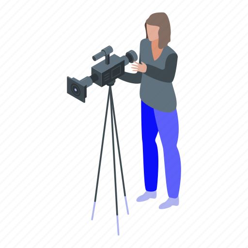 Business, cameraman, cartoon, fashion, isometric, person, woman icon - Download on Iconfinder