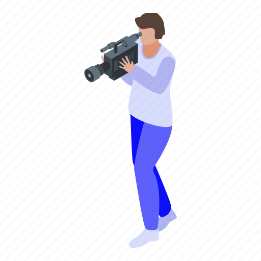 Business, cameraman, cartoon, isometric, person, silhouette, television icon - Download on Iconfinder