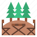 outdoor, table, pine, trees, camping