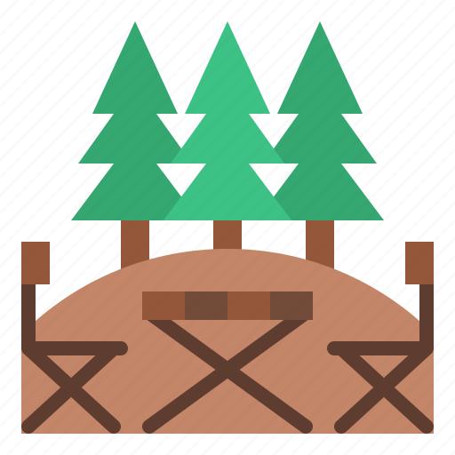 Outdoor, table, pine, trees, camping icon - Download on Iconfinder