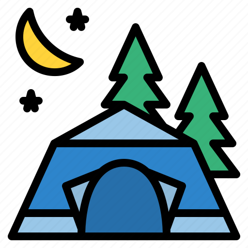 Tent, pine, trees, moon icon - Download on Iconfinder