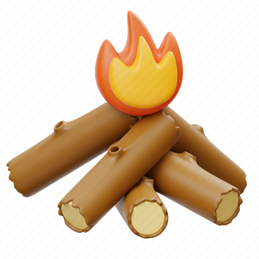 Bonfire, wood, wooden, fire, camp, campfire, flame 3D illustration - Download on Iconfinder