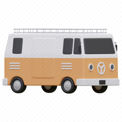 Camper van, campfire, backpack, camping 3D illustration - Download on Iconfinder