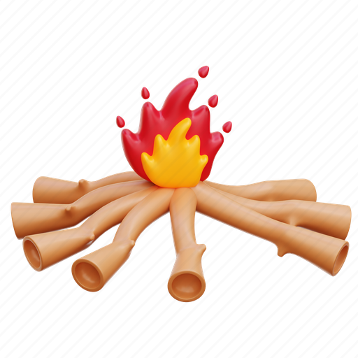 Bonfire, campfire, camping, fire 3D illustration - Download on Iconfinder