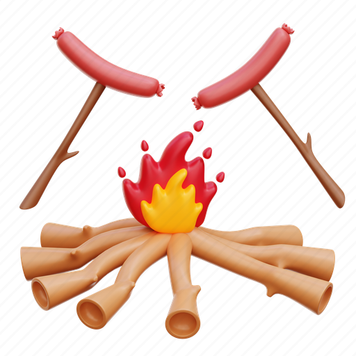 Sausage, hotdog, food, barbecue, grilled 3D illustration - Download on Iconfinder