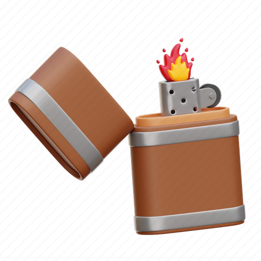 Lighter, match, fire, zippo, light 3D illustration - Download on Iconfinder
