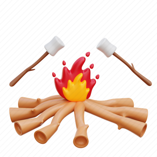 Marshmallow, food, toasting, bonfire, camp fire 3D illustration - Download on Iconfinder