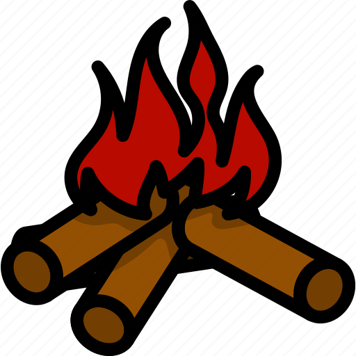 Outline, fire, bonfire, flame, bold, camping, campfire icon - Download on Iconfinder