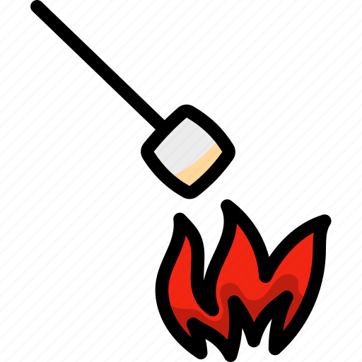 Marshmallow, fire, bonfire, bold, flame, camping, campfire icon - Download on Iconfinder