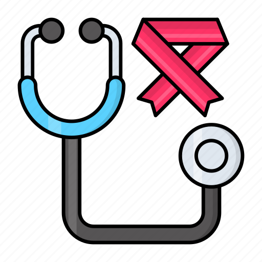 Cancer, checkup, stethoscope, ribbon, sign, tumor, free examination icon - Download on Iconfinder