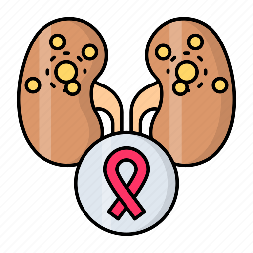 Kidneys, cancer, renal cancer, damaged, kidney, ribbon, tumor icon - Download on Iconfinder