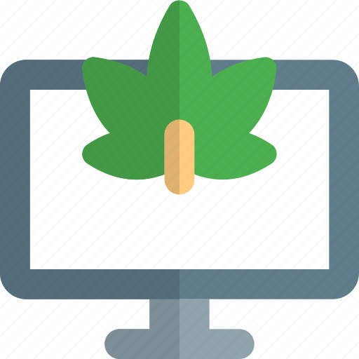 Monitor, cannabis, screen, leaf icon - Download on Iconfinder