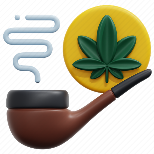 Pipe, cannabis, marijuana, weed, hemp, smoke, drug 3D illustration - Download on Iconfinder