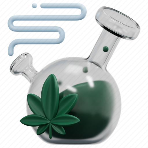 Bong, flask, cannabis, marijuana, cbd, hemp, botanical 3D illustration - Download on Iconfinder