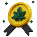award, badge, medal, marijuana, cannabis, emblem, reward, render