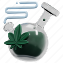 bong, flask, cannabis, marijuana, cbd, hemp, botanical, render