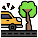 tree, accident, car, road, protect, crash