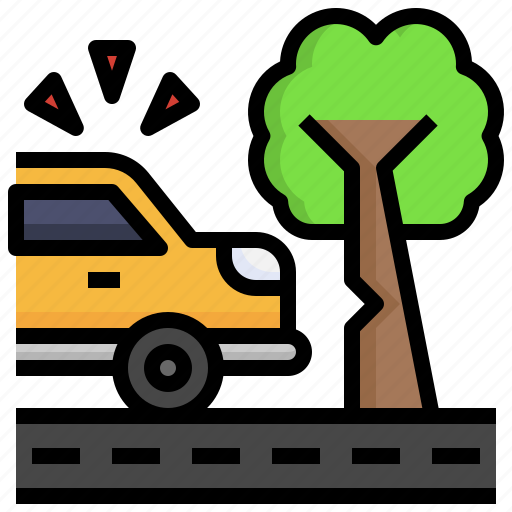 Tree, accident, car, road, protect, crash icon - Download on Iconfinder