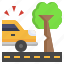 tree, accident, car, road, protect, crash 