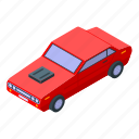 car, cartoon, isometric, old, red, sport, woman