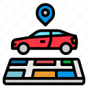 car, map, pin, placeholder, rent