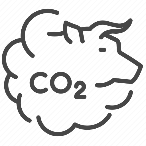 Carbon, co2, pollution, livestock, cattle, industry, farm icon - Download on Iconfinder