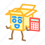 calculator, hold, cardboard, box, character, package 