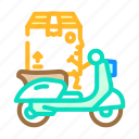 riding, scooter, cardboard, box, character, package