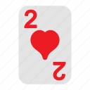 two of hearts, playing cards, card game, gambling, game, casino, poker