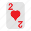 two of hearts, playing cards, card game, gambling, game, casino, poker 