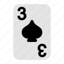 three of spades, playing cards, card game, gambling, game, casino, poker