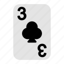 three of clubs, playing cards, card game, gambling, game, casino, poker